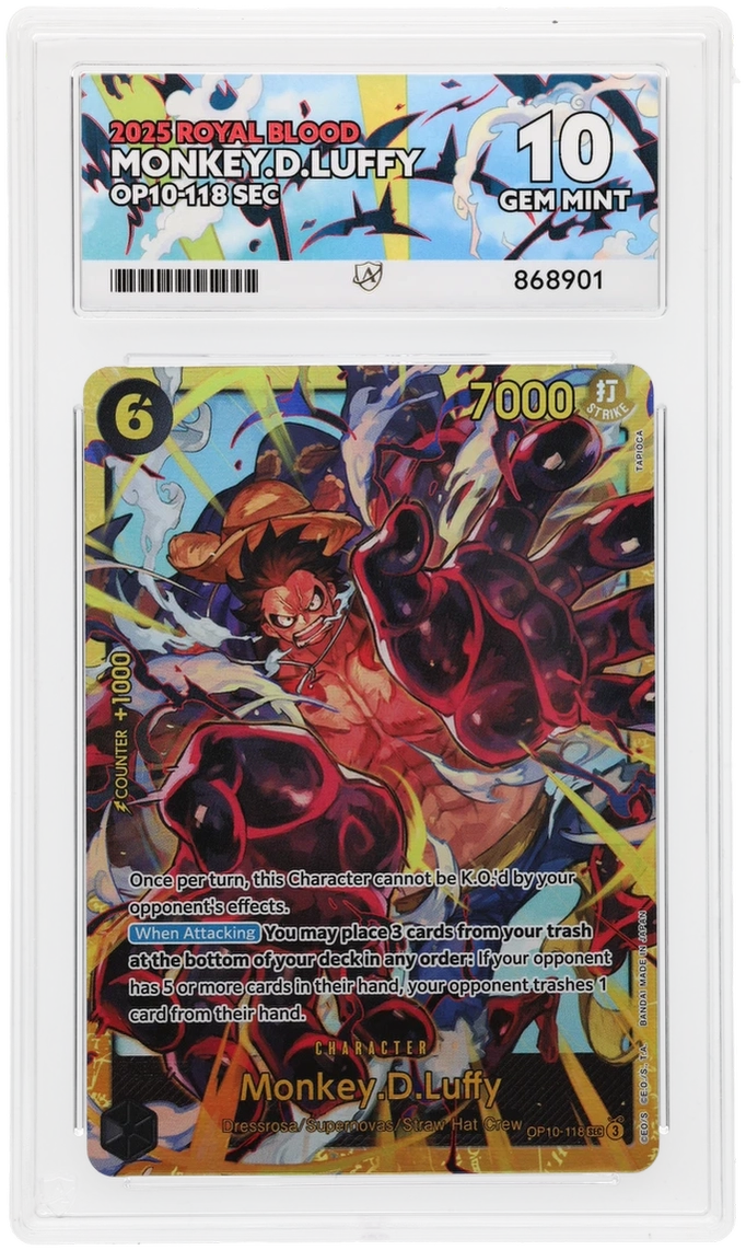 One Piece ACE GEM Mint 10 2025 Royal Blood Monkey D.Luffy OP10-118 SEC ( Pop 26 )
