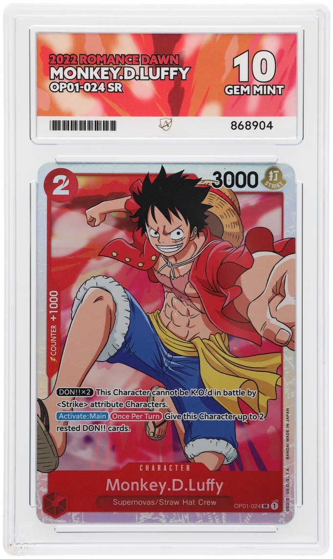 One Piece ACE GEM Mint 10 2022 Romance Dawn Monkey D.Luffy OP01-024 SR ( Pop 13 )