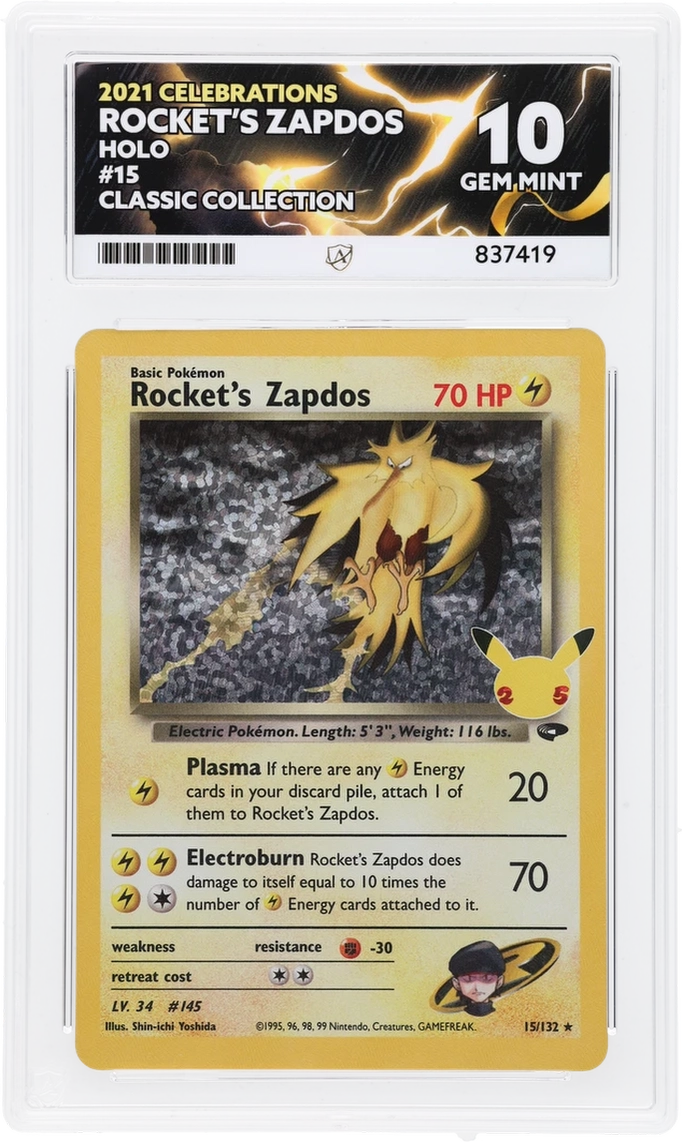 Pokemon ACE GEM Mint Perfect 10 Rocket’s Zapdos 25th Anniversary 15/132