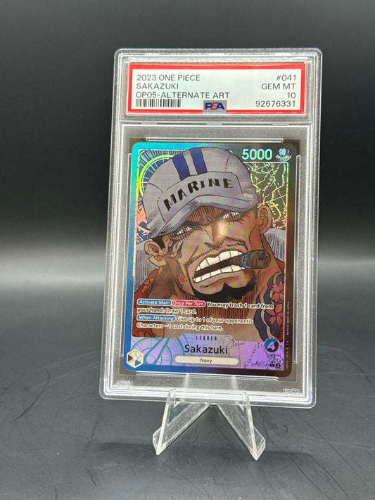 PSA GEM MT 10 SAKAZUKI OP05-ALTERNATE ART #041.