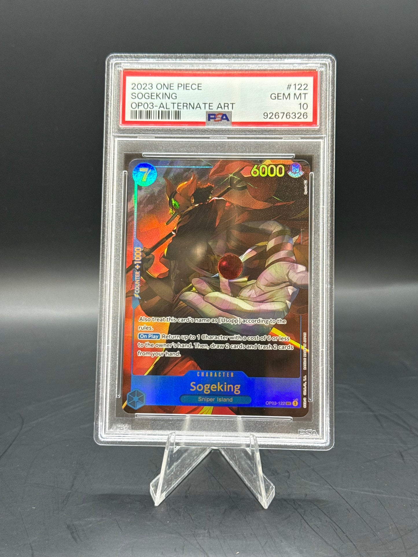 PSA GEM MT 10 SOGEKING OP03-Aternate Art #122
