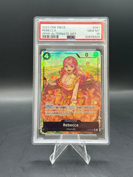 PSA GEM MT 10 Rebecca OP05-ALTERNATE ART #091