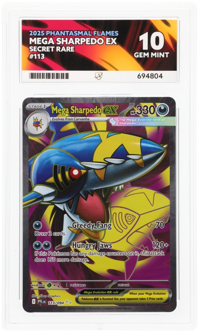 Pokemon ACE GEM Mint 10 Mega Sharpedo EX 113/094