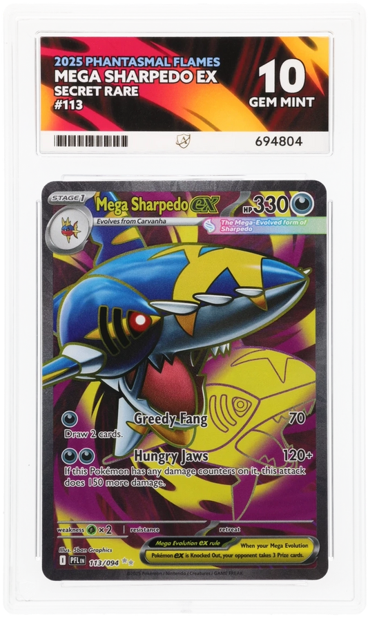 Pokemon ACE GEM Mint 10 Mega Sharpedo EX 113/094