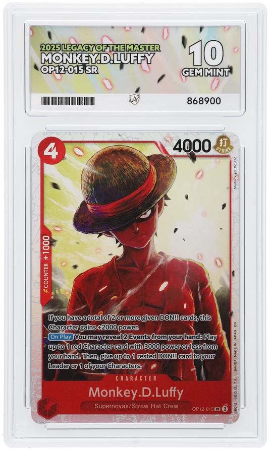 One Piece ACE GEM Mint 10 2025 Legacy Of The Master Monkey D.Luffy OP12-015 SR  ( Pop 6 )