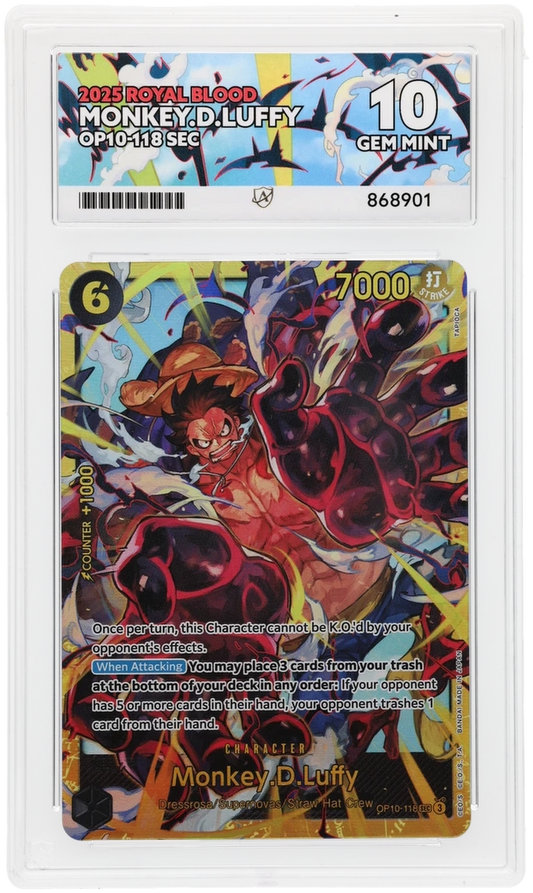 One Piece ACE GEM Mint 10 2025 Royal Blood Monkey D.Luffy  OP10-118 SEC ( Pop 26 )