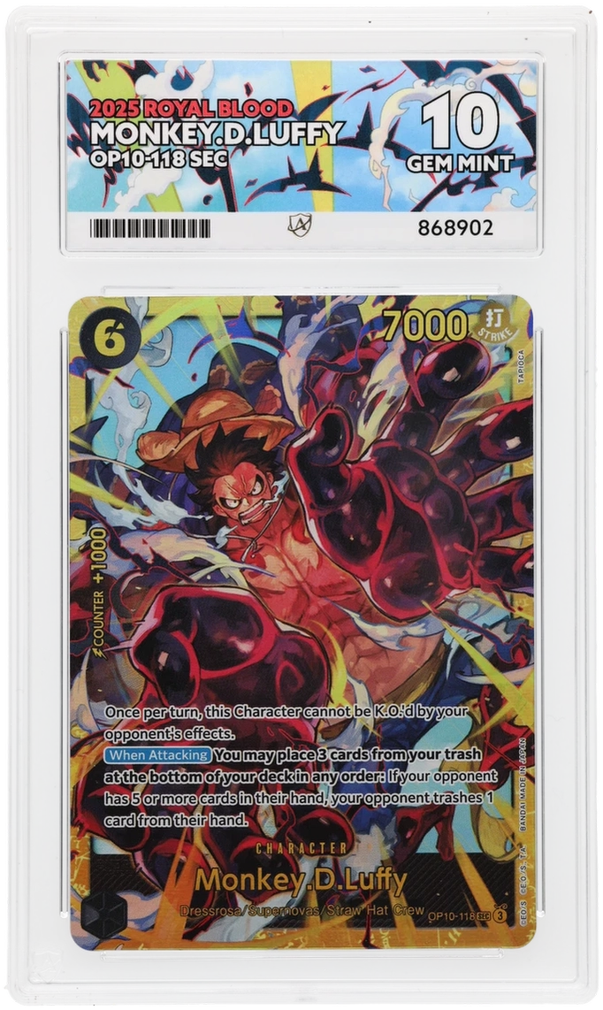One Piece ACE GEM Mint 10 2025 Royal Blood Monkey D.Luffy  OP10-118 SEC ( Pop 26 )