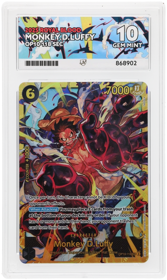 One Piece ACE GEM Mint 10 2025 Royal Blood Monkey D.Luffy  OP10-118 SEC ( Pop 26 )