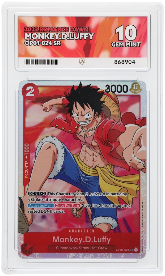 One Piece ACE GEM Mint 10 2022 Romance Dawn Monkey D.Luffy OP01-024 SR ( Pop 13 )