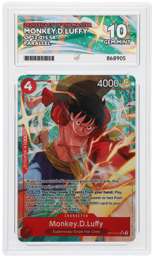 One Piece ACE GEM Mint 10 2025 Legacy Of The Master Monkey D.Luffy OP12-015 SR ( Pop 7 )