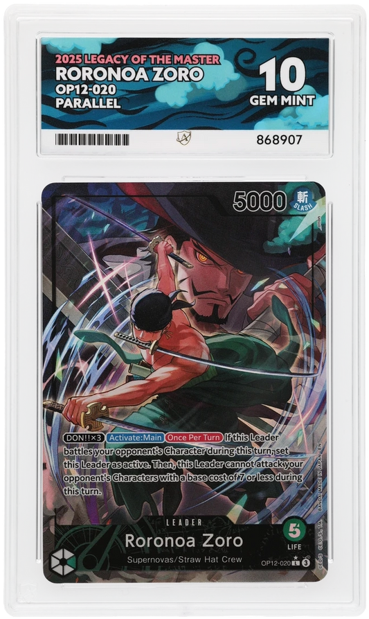 One Piece ACE GEM Mint 10 2025 Legacy Of The Master Roronoa Zoro OP12-020 ( Pop 20 )