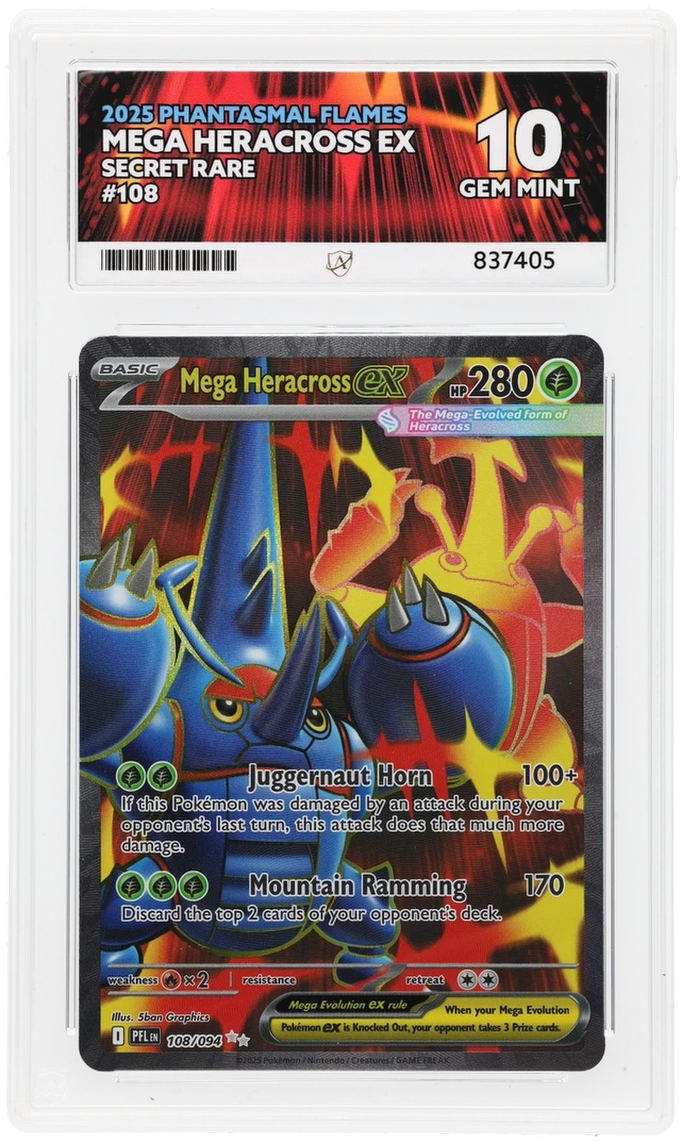 Pokemon ACE GEM Mint Perfect 10 Mega Heracross EX 108/094