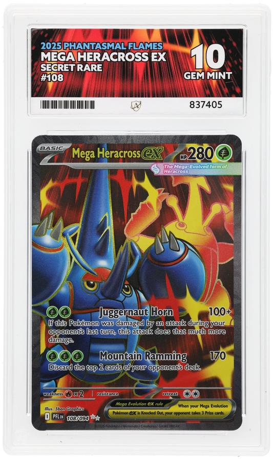 Pokemon ACE GEM Mint Perfect 10 Mega Heracross EX 108/094