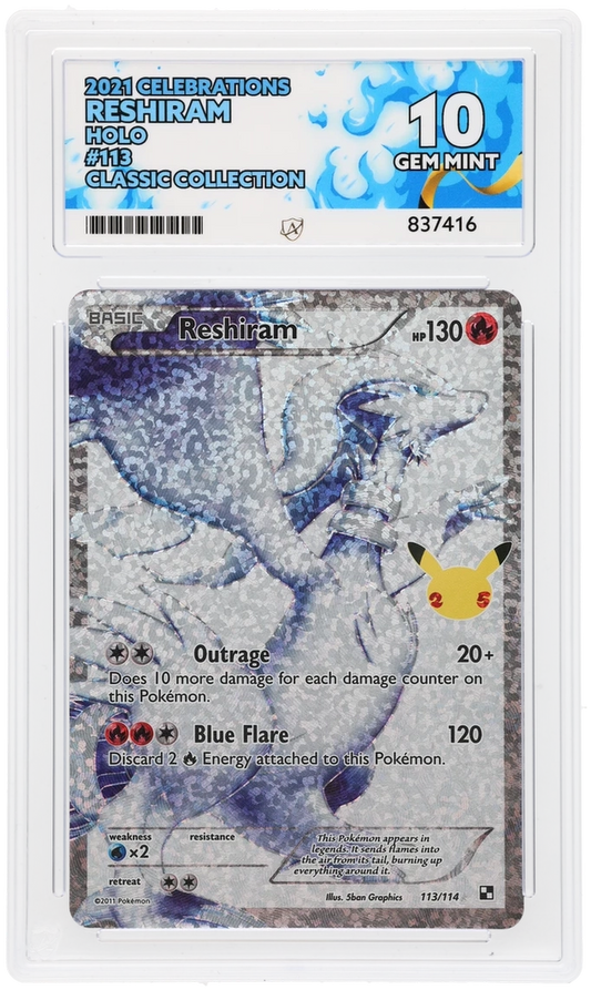 Pokemon ACE GEM Mint Perfect 10 Reshiram 25th Anniversary 113/114