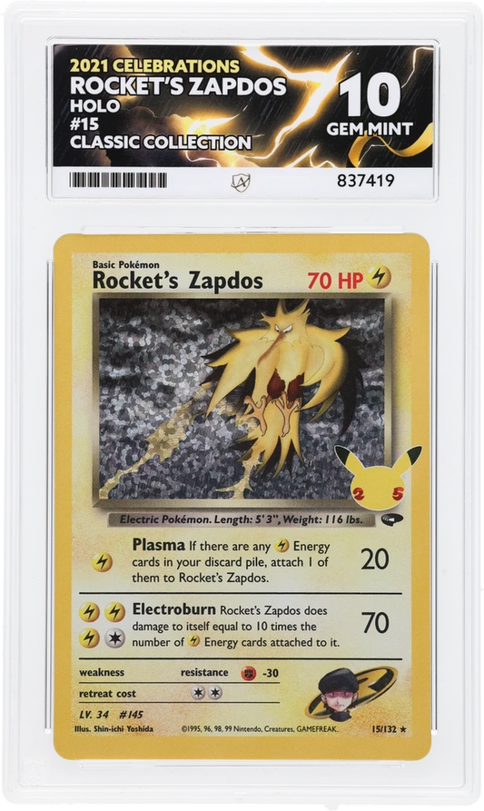 Pokemon ACE GEM Mint Perfect 10 Rocket’s Zapdos 25th Anniversary 15/132