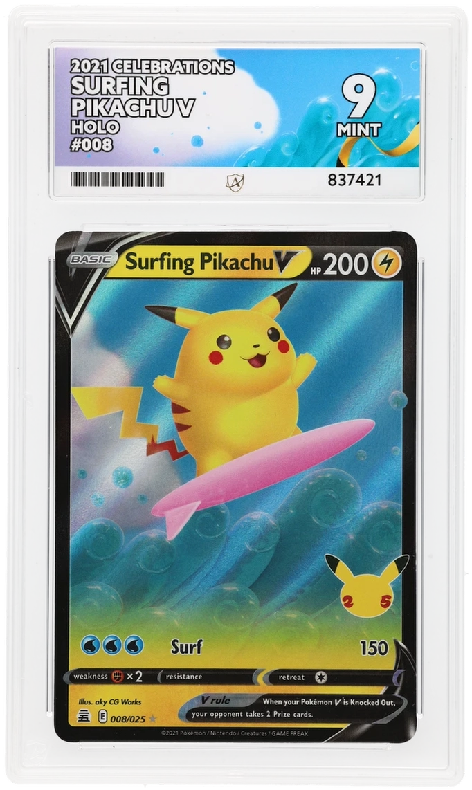 Pokemon ACE Mint 9 25th Surfing Pikachu V 008/025