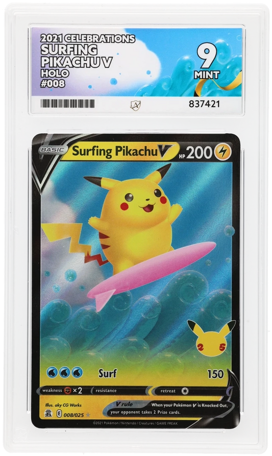 Pokemon ACE Mint 9 25th Surfing Pikachu V 008/025