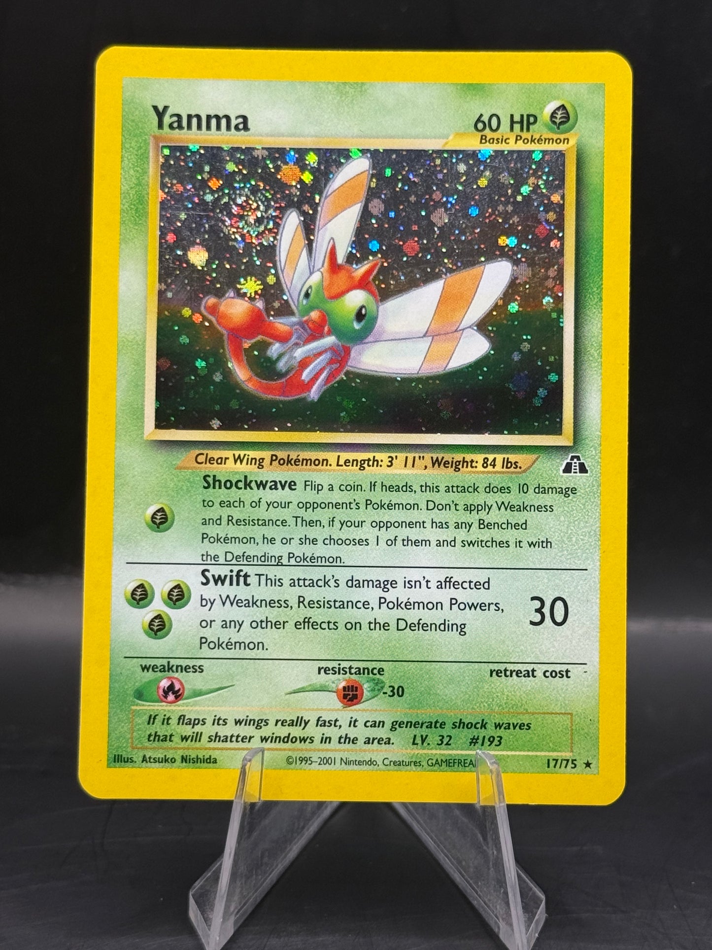 Pokemon Neo Discovery Yanma Holo With Swirl 17/75 L/P+
