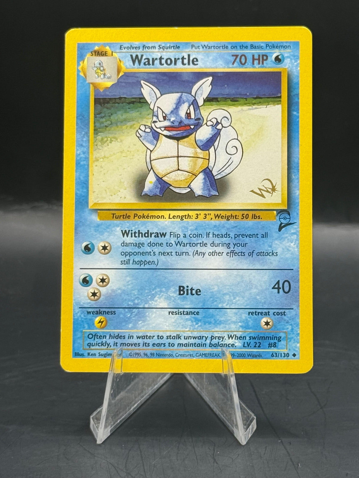 Pokemon Wartortle Base Set 2 Wizard Promo Stamp 63/130 (L/P+)