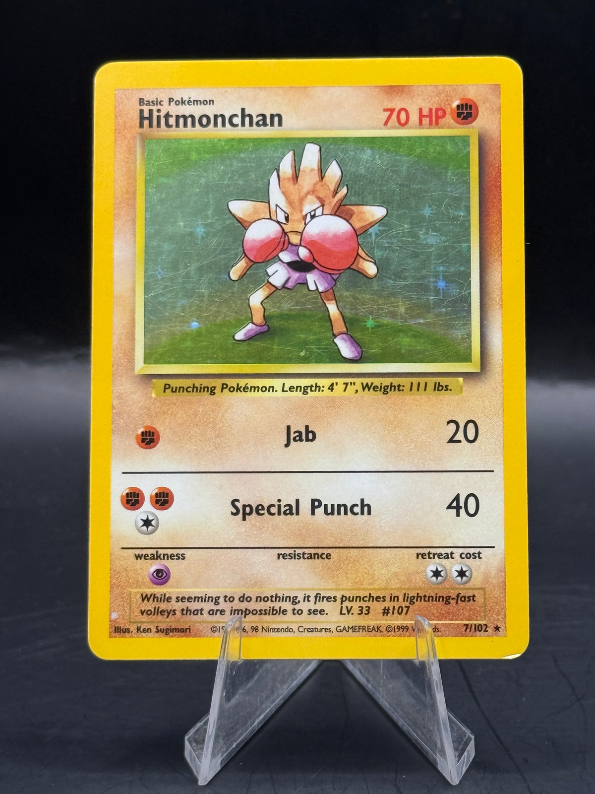 Pokemon Hitmonchan Base Set Holo 7/102 (L/P)