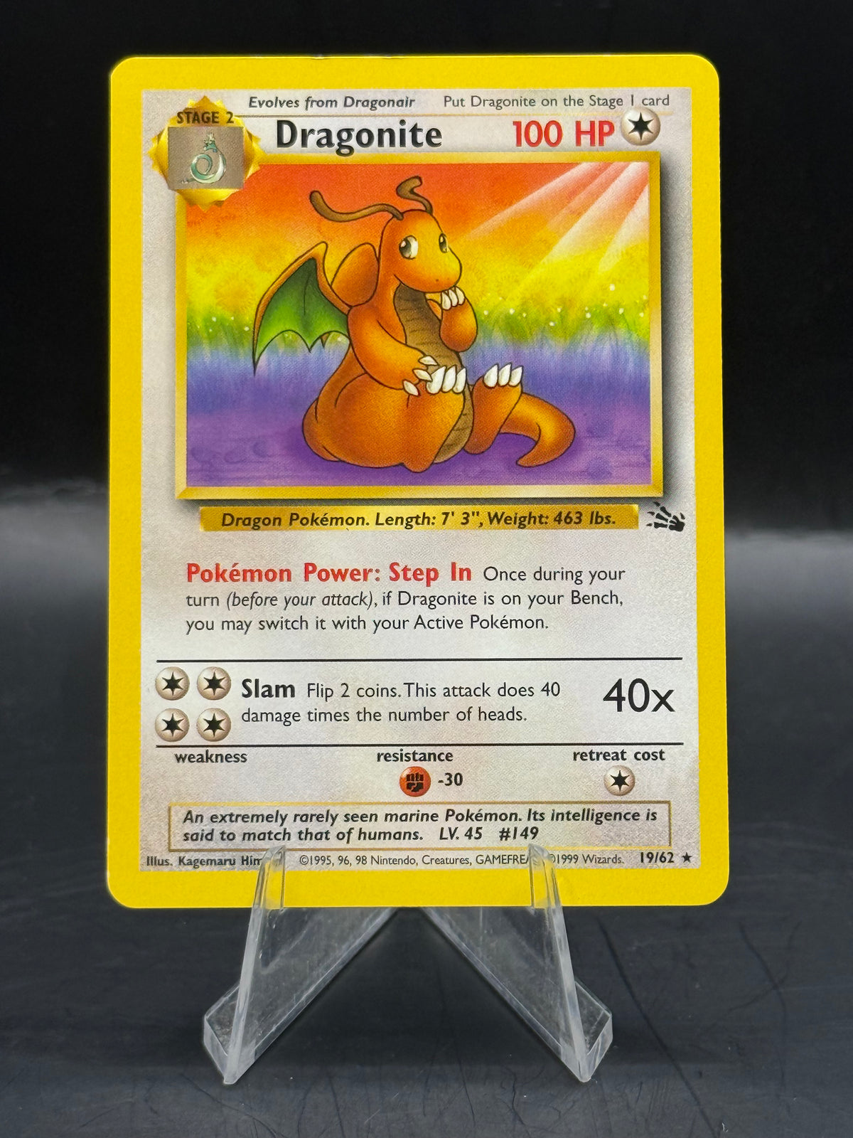 Pokemon Dragonite Non Holo 19/62 (Excellent)