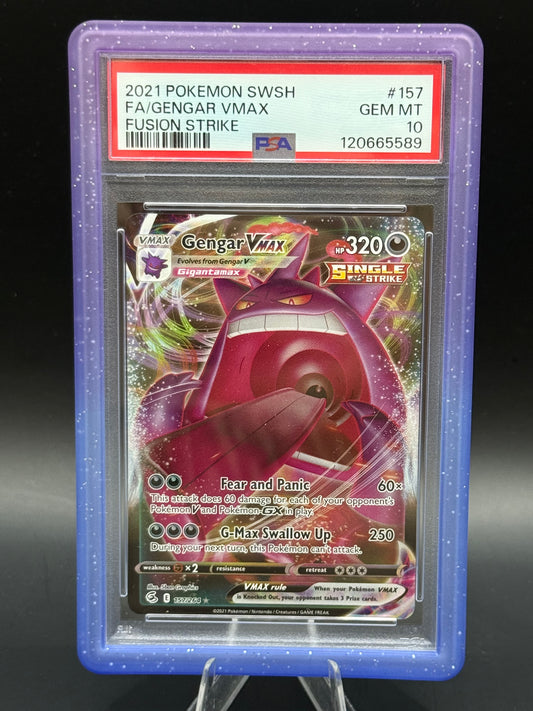 PSA GEM MT 10 FA/GENGAR VMAX Fusion Strike #157